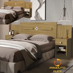 Cabeceira Casal/Queen Lara Freijó/Off White/Freijó – VJ MÓVEIS