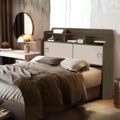 Cabeceira Casal Jéssica Castanho Wood/Off White/Castanho Wood- VJ MÓVEIS