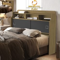 Cabeceira Queen Jéssica Freijó/Grafite/Freijó - VJ MÓVEIS