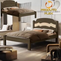 Cama Casal/Viúva Íris Castanho Wood/Avelã/Castanho Wood - VJ MÓVEIS