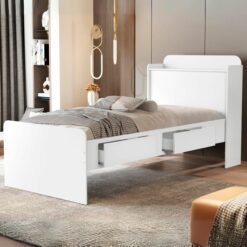 Cama Solteiro Baú Tamires Branco - MADEC/VJ MÓVEIS