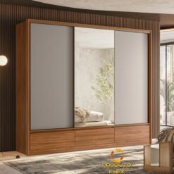 Guarda-Roupa 3 Portas Lounge 2,67 m Nogueira Touch/Nude Prime TX - DEMÓBILE