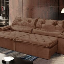 Sofá Retrátil e Reclinável Ágatha 240 Caramelo - MONTANO ESTOFADOS