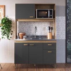 Kit Cozinha Veneto 1,22 m Castani/Chumbo - INDÉKES