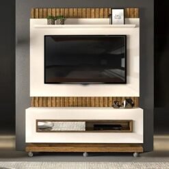 Painel + Bancada até 60" Vitti Off White/Demolição - DJ MÓVEIS