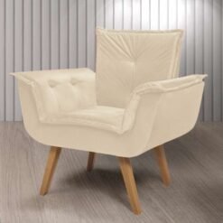 Poltrona Fixa Canadá/Opala Veludo Bege – JP ESTOFADOS