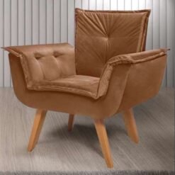 Poltrona Fixa Canadá/Opala Veludo Terracota – JP ESTOFADOS