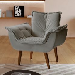 Poltrona Eros Veludo Prata Jolie - MONTANO ESTOFADOS