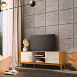 Rack até 60" Legacy 1.6 Off White/Cedro Natural - EDN MÓVEIS