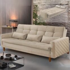 Sofá Cama Viena 2,10 m Linho Bege - LUXURY ESTOFADOS