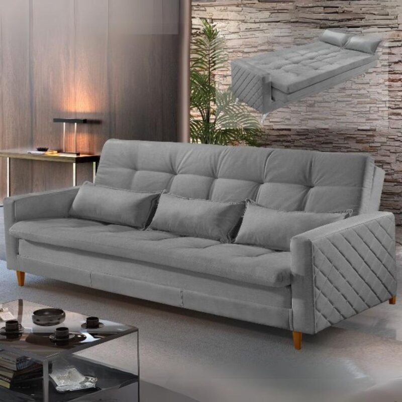 Sofá Cama Viena 2,10 m Linho Cinza – LUXURY ESTOFADOS – CATÁLOGO DE ...