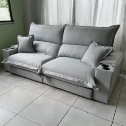 Sofá Retrátil e Reclinável Apogeu 2,30 m Linho Cinza – STARBELLA
