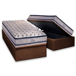 Colchão Solteiro Blue D33 + Base Box Baú Marrom – PAROPAS/BIOSTAR