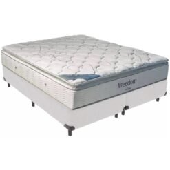 Colchão Queen Freedom + Base Box Simples Corino Branco – ORTOBOM + BIOSTAR