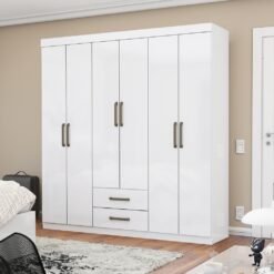 Guarda-Roupa 6 Portas(Sem Espelho/Sem Pés) Áries 1,53 m Branco – CARIOCA MÓVEIS