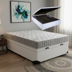 Colchão Casal Orthosono + Base Box Baú Corino Branco – ANJOS + BIOSTAR