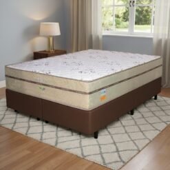 Colchão Queen Toronto D28+ Base Box Simples Corino Marrom – ECOTEC + BIOSTAR