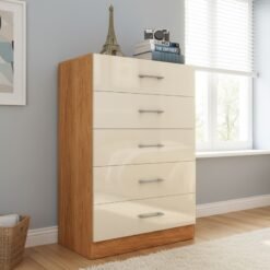 Cômoda 5 Gavetas Aruba Cinamomo/Off White – FELLICCI