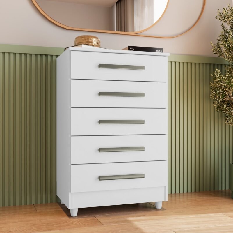 Comoda Rack Cômoda 5 Gavetas Paola Branco – RUD RACK – CATÁLOGO DE MÓVEIS RJ