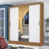 Guarda-Roupa 3 Portas Dubai/Santiago Plus(1 Porta espelhada) 1,79 m Cinamono/Branco – CARIOCA MÓVEIS