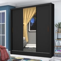 Guarda-Roupa 3 Portas Dubai/Santiago Plus(1 Porta espelhada) 1,79 m Preto – CARIOCA MÓVEIS