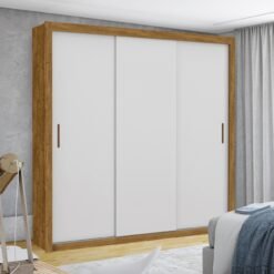 Guarda-Roupa 3 Portas Veneza/Clara/Berlim(Sem Espelho) 1,855 m Cinamono/Branco – CARIOCA MÓVEIS