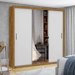 Guarda-Roupa Veneza/Clara/Berlim Plus(1 Porta espelhada) 1,855 m Cinamono/Branco – CARIOCA MÓVEIS