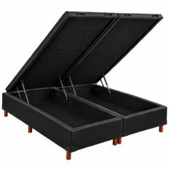 Base Box Queen Baú Corino Preto - BIOSTAR