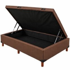 Base Box Solteiro Baú Corino Marrom – BIOSTAR