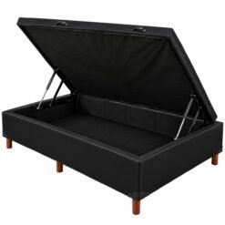 Base Box Solteiro Baú Corino Preto - BIOSTAR