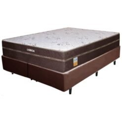 Colchão Queen Lisboa + Base Box Simples Corino Marrom – ECOTEC + BIOSTAR