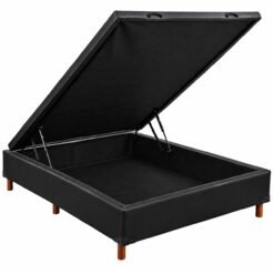 Base Box Casal Baú Corino Preto - BIOSTAR