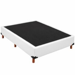 Base Box Casal Simples Corino Branco - BIOSTAR