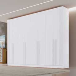 Guarda-Roupa 8 Portas Daymond 2,75 m Branco/Ripado – D’DORO MÓVEIS