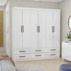 Guarda-Roupa 6 Portas(Sem Espelho/Sem Pés)Dallas 1,53 m Branco – CARIOCA MÓVEIS