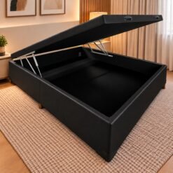 Base Box Casal Bau Corino Preto - ALTO NIVEL CAMAS E COLCHOES