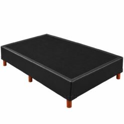 Base Box Solteiro Simples Corino Preto - BIOSTAR