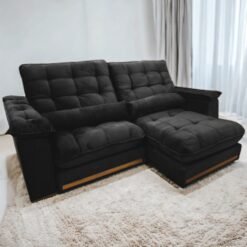 Sofá Retrátil e Reclinável Hércules/Zurique 2,50 m Veludo Preto - VICAM ESTOFADOS