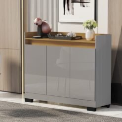 Buffet 3 Portas Real Cinza/Mel - MÓVEIS PRIMUS