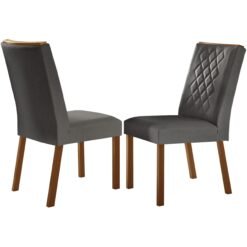 Kit 2 Cadeiras Jade Imbuia/Linho Grafite - RUFATO