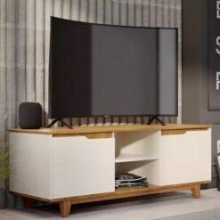 Rack Bancada Flow Off White/Freijó - EJ MÓVEIS