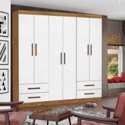 Guarda-Roupa 6 Portas Hércules (Sem espelho) 1,77 m Cinamono/Branco – CARIOCA MÓVEIS