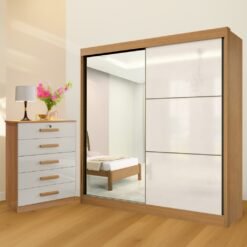 Guarda-Roupa 2 Portas Titanium + Cômoda Ipanema Cinamono/Off White – D’DORO MÓVEIS