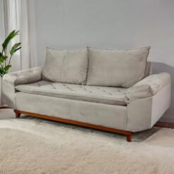 Sofá Living Berlim Veludo Bege 2,00 m – BOARETO