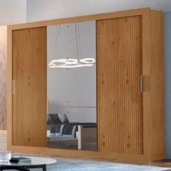 Guarda-Roupa 3 Portas Veneza Luxo 1,88 m Naturale/Ripado - RUFATO