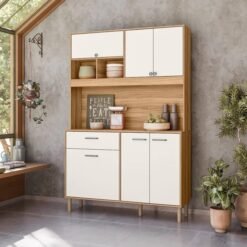 Kit Cozinha Erva Doce 120 Freijó/Off White Cristal - NICIOLI