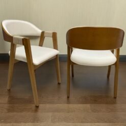 Kit 2 Cadeiras Ravenna Castanho Laminado/Linho Areia - GARDIM MÓVEIS