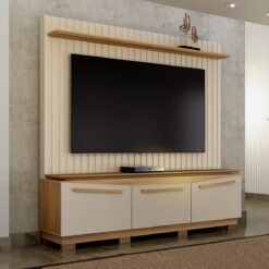 Home Theater até 75" Montreal Off White/Cinamono - VALDEMÓVEIS