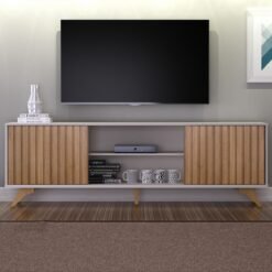 Bancada até 65" Manaus Off White/Cinamono - VALDEMÓVEIS