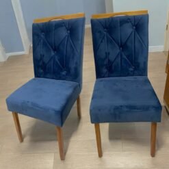 Kit 2 Cadeiras Yasmim Veludo Azul - KM DECOR